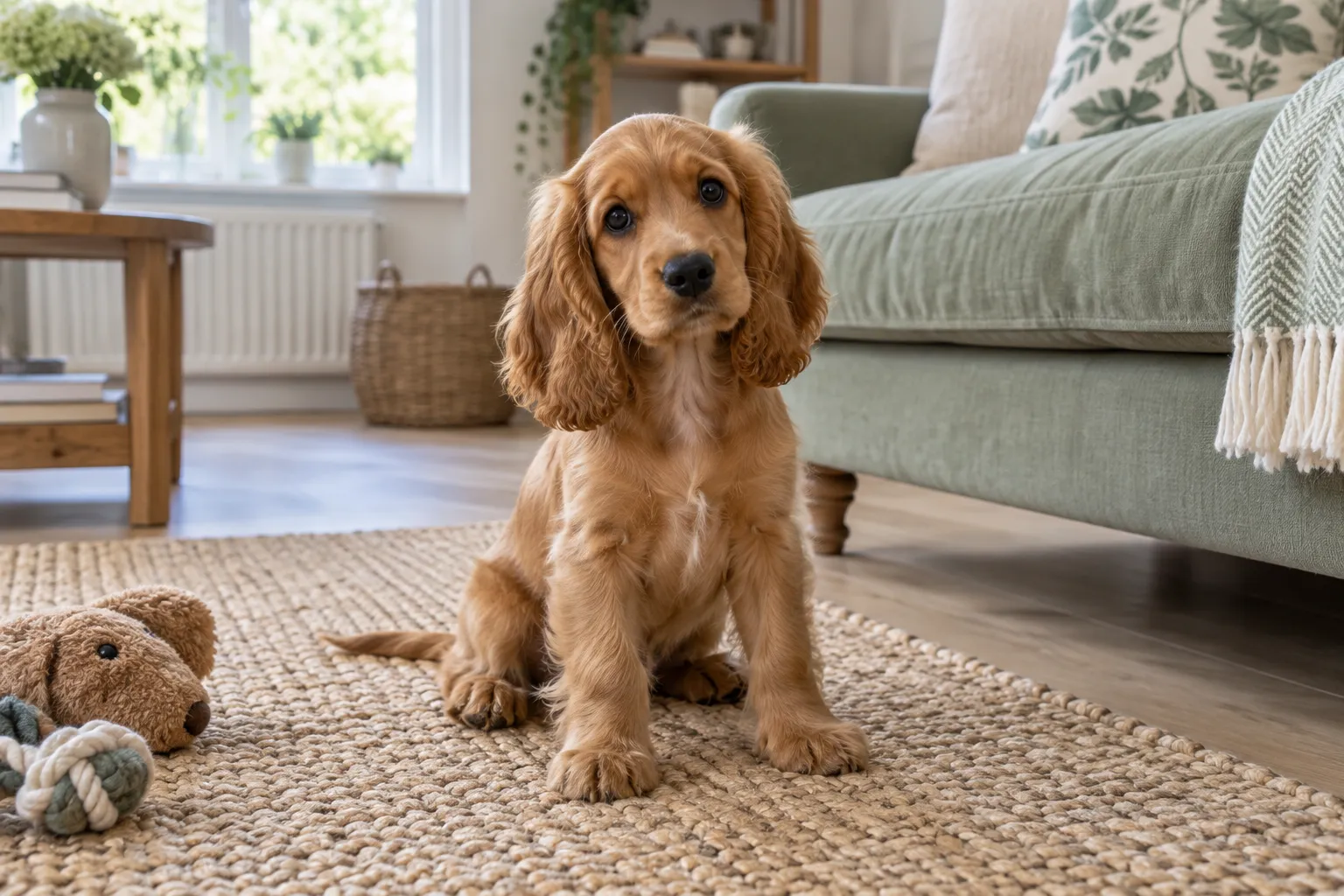 Cocker spaniel puppy relaxing at home